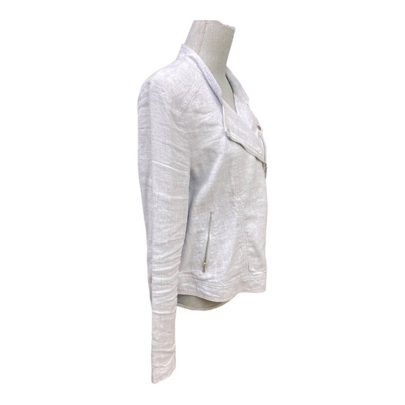 LOFT Pale Blue Linen
Asymmetric Zipper Moto
Jacket Women's L - Picture 5 of 15